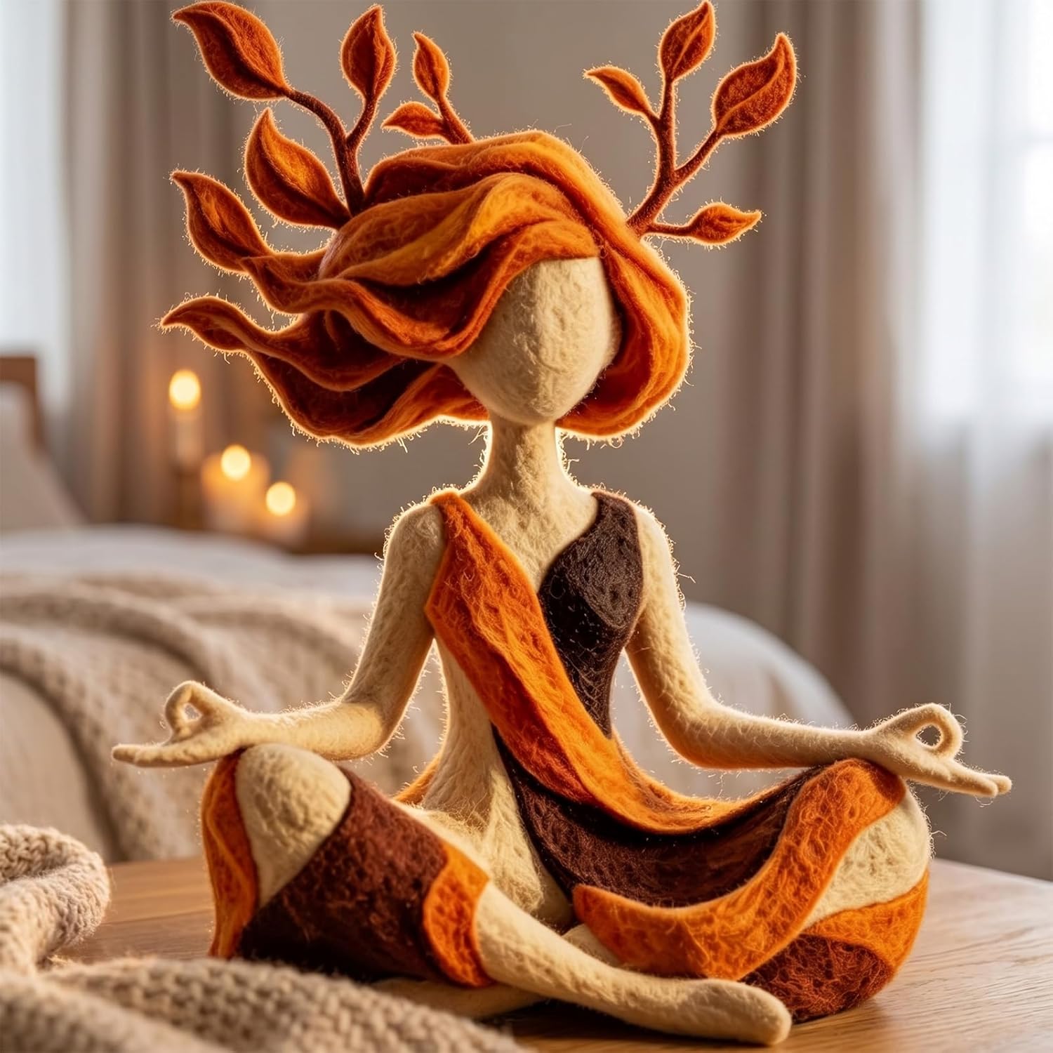 Serenity Growth | Inner Harmony Sculptural Figurine, Abstract Meditation Sculpture Statue for Home Decor, Hand-Painted Resin Art Figurine for Living Room Bedroom Desk (Orange)