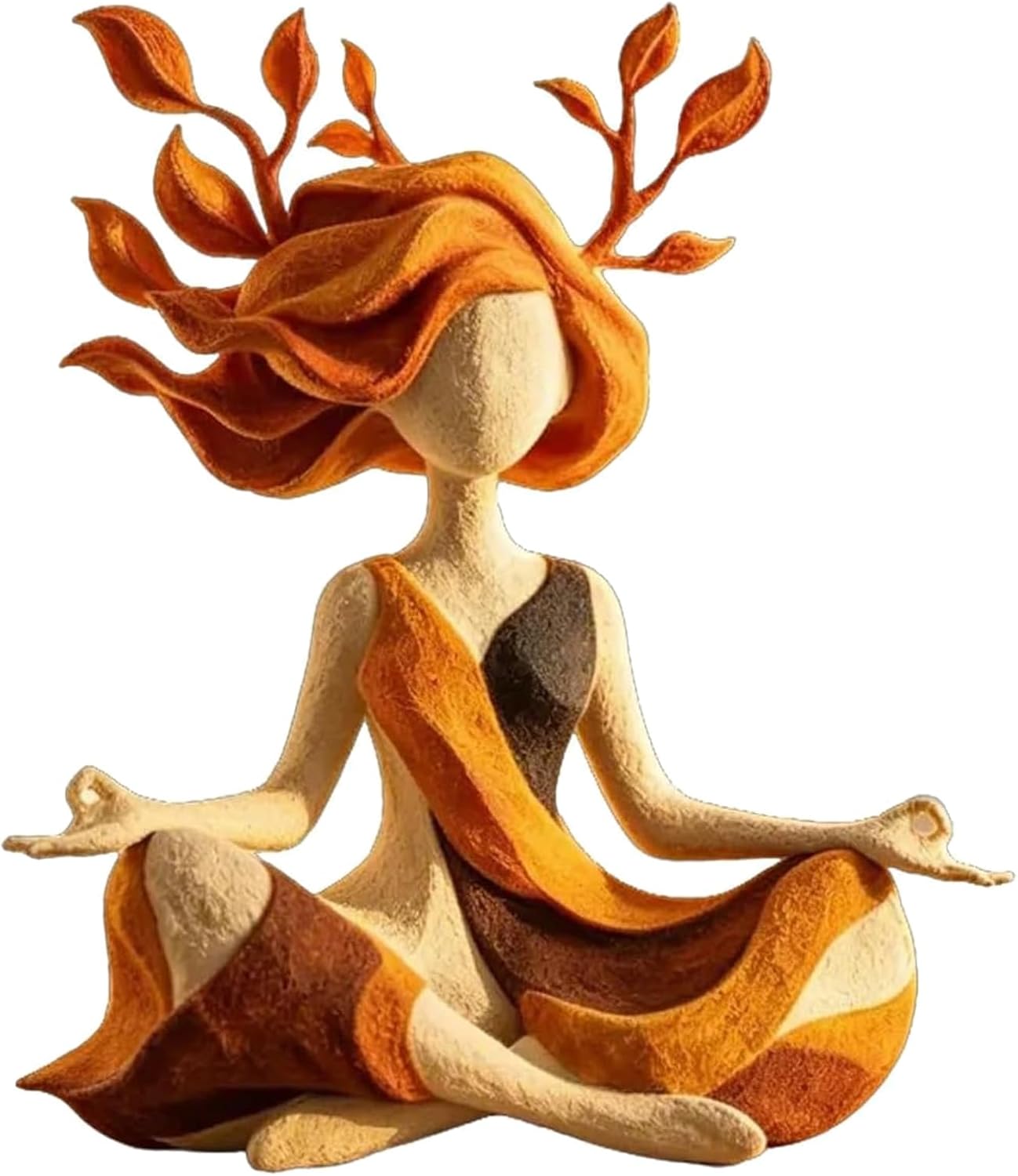 Serenity Growth | Inner Harmony Sculptural Figurine, Abstract Meditation Sculpture Statue for Home Decor, Hand-Painted Resin Art Figurine for Living Room Bedroom Desk (Orange)