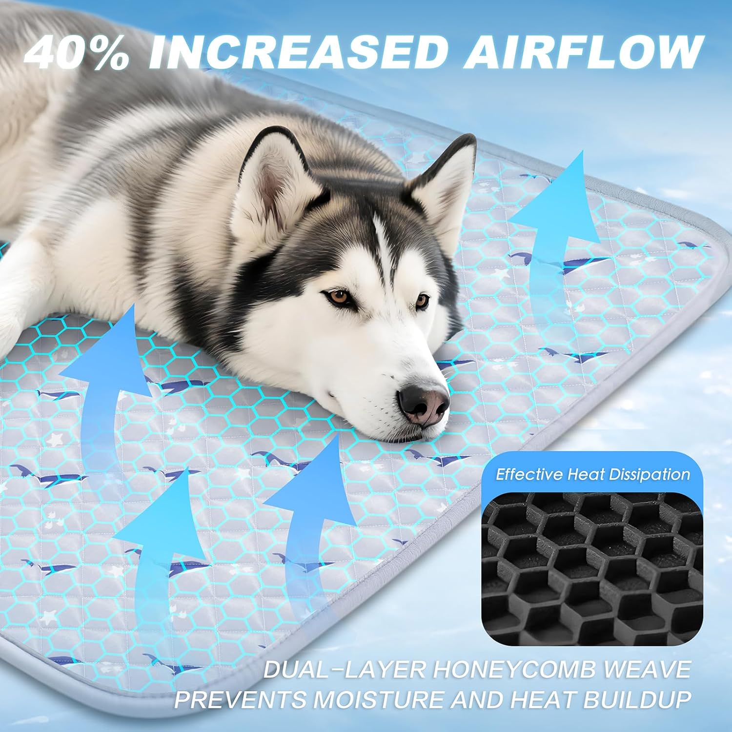 Dog Cooling Mat, Breathable Dog Bed with Non-Slip Design