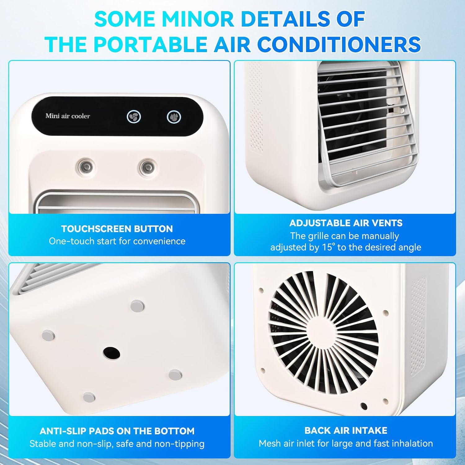 Portable Air Conditioners,Personal Evaporative Air Cooler - 2 Speeds 2 Cool Mists Small Air Conditioner Fan Desktop Cooling Fan Portable AC for Room Office Desk Camping Car