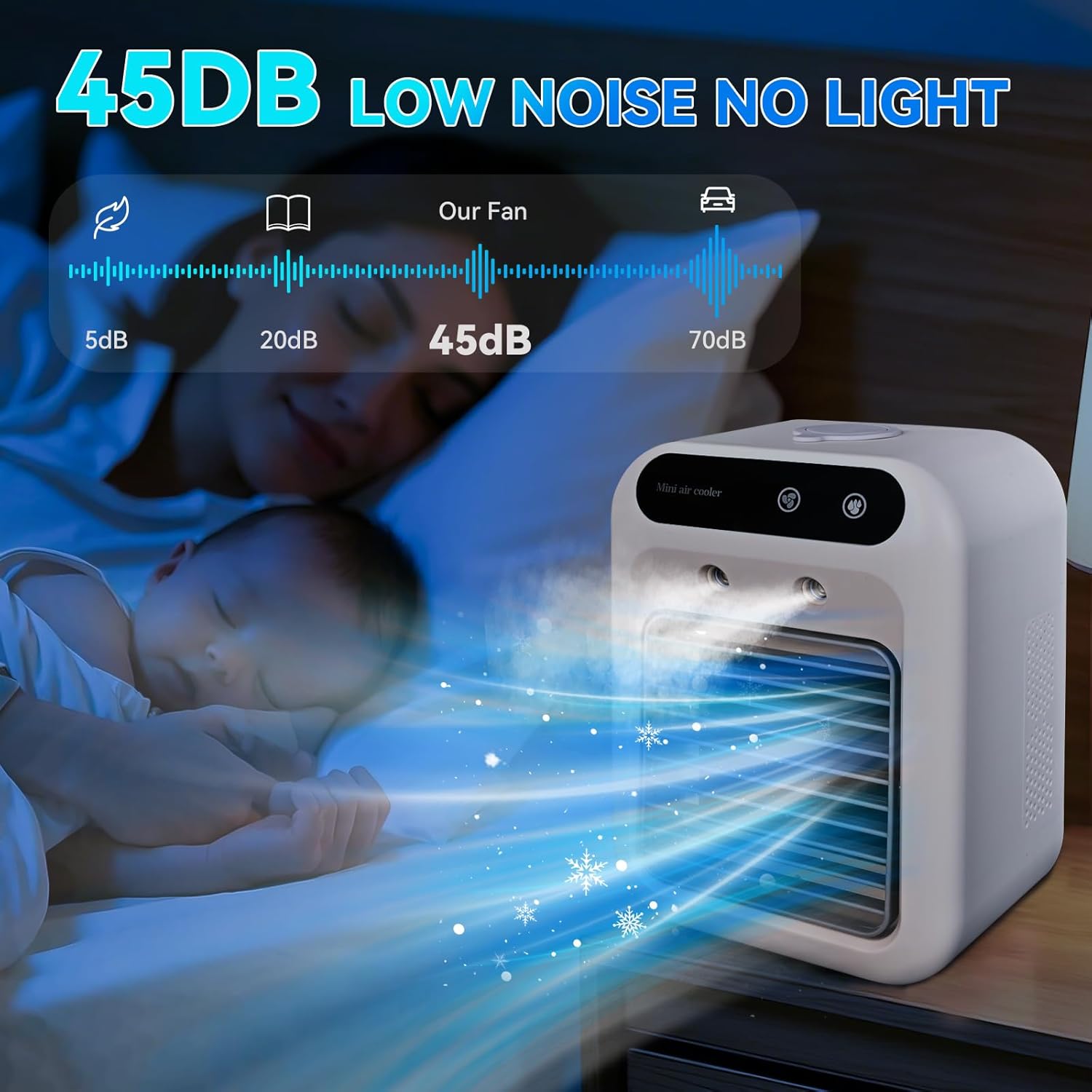 Portable Air Conditioners,Personal Evaporative Air Cooler - 2 Speeds 2 Cool Mists Small Air Conditioner Fan Desktop Cooling Fan Portable AC for Room Office Desk Camping Car