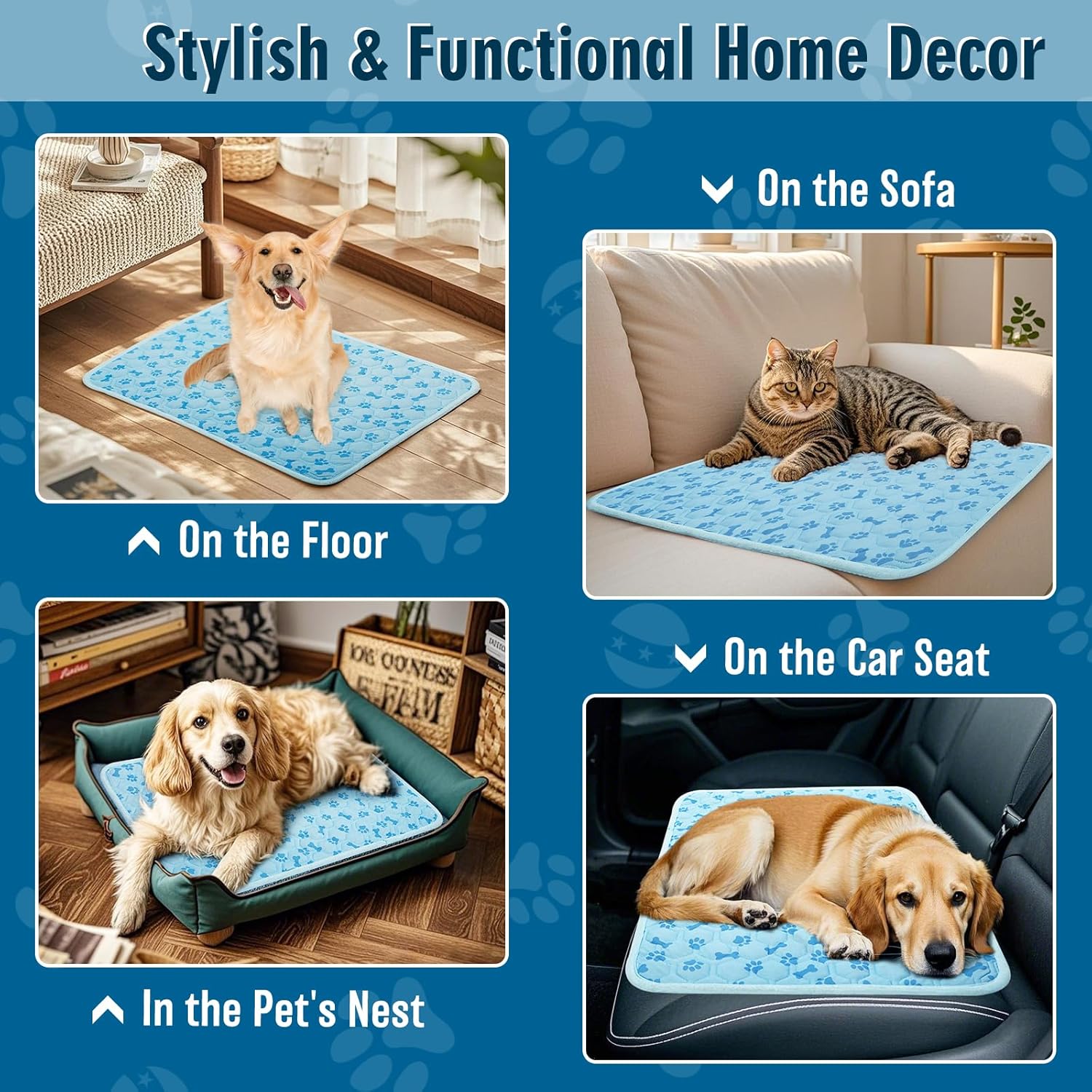 Upgraded Cooling Mat for Dogs,Washable Pet Cooling Pad for Cats 