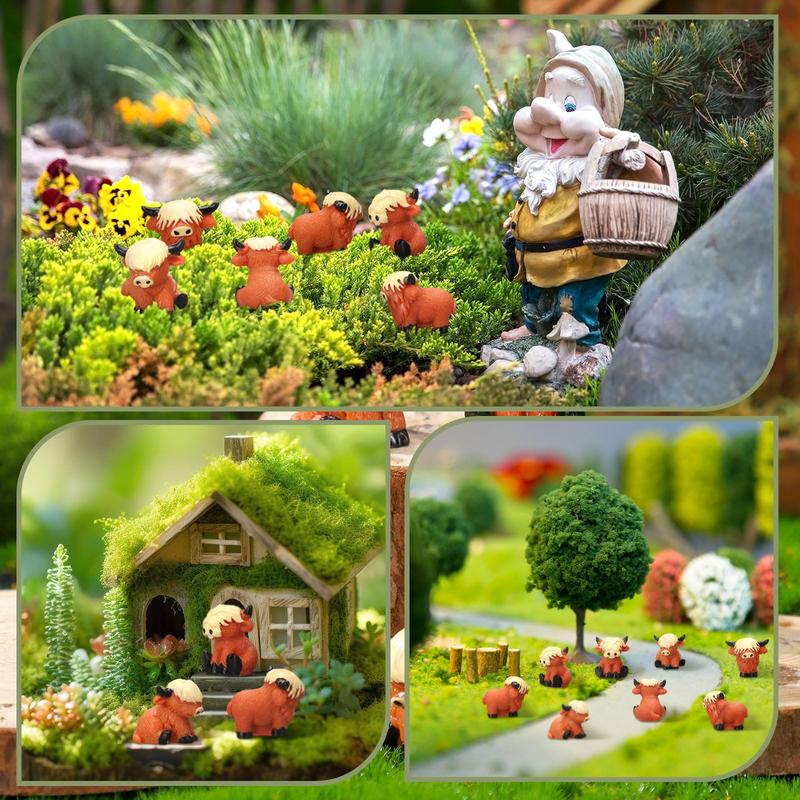 Easter Mini Highland Cow Figurines Cute Small Cow Miniature Resin Sculpture Ornament Highland Cow Statues Gift For Easter Party Birthday To Hide And Seek Game Props, Desktop Decorations For Car Office Home Garden