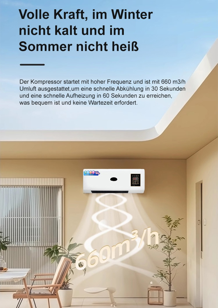 Energiesparende Wand-Klimaanlage –❄️ 3 Sekunden zum Kühlen, 10 Sekunden zum schnellen Kühlen, Plug and Play 