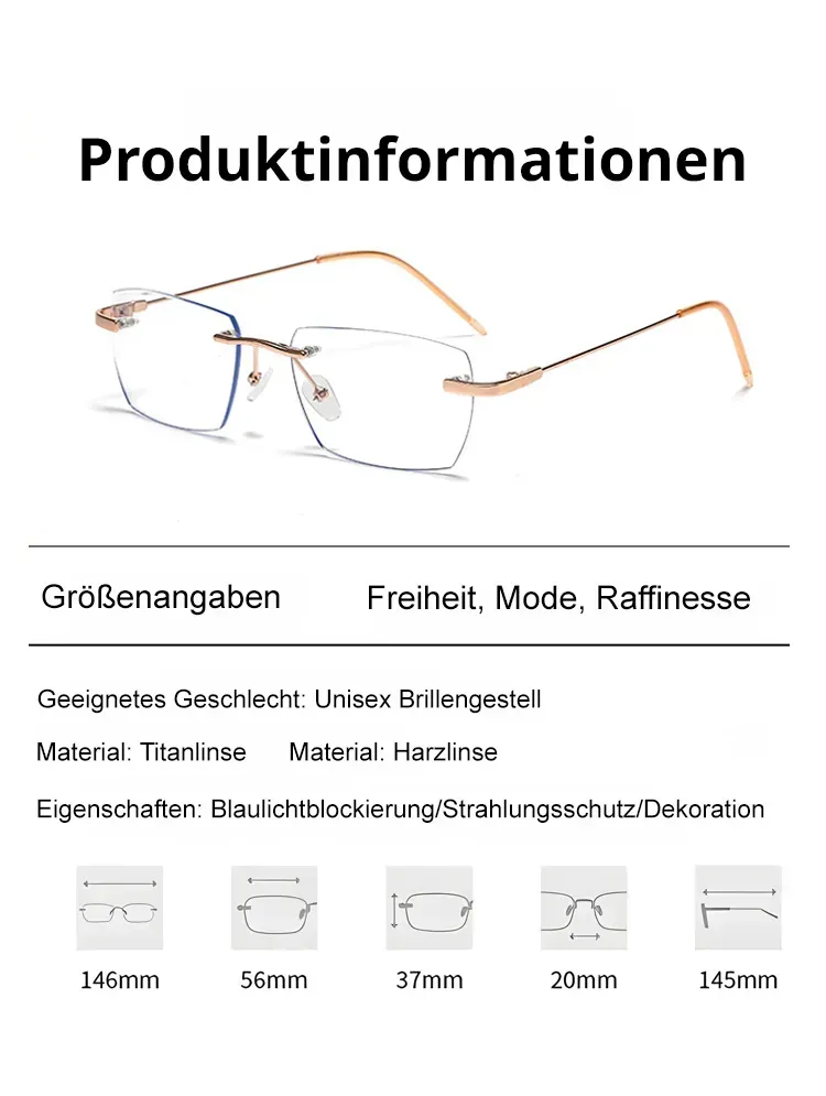 Photochrome, rahmenlose Gleitsichtbrille ohne Rand【Unisex】