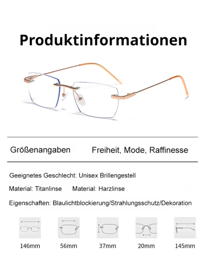 Photochrome, rahmenlose Gleitsichtbrille ohne Rand【Unisex】