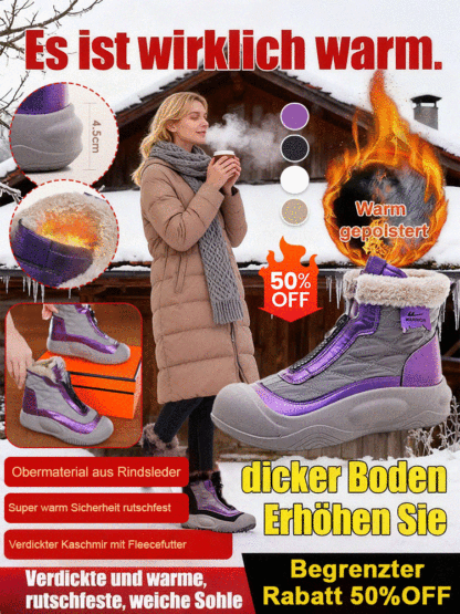 Ultraleichte und äußerst bequeme Winterstiefel für Damen aus dickem Leder