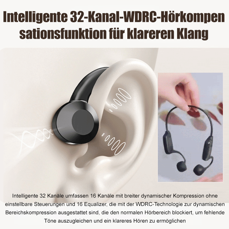 [Offenes Design, 24-Stunden-Tragekomfort – so leicht, als wäre nichts am Ohr.]Knochenleitungs-Bluetooth-Kopfhörer-Hörgerät