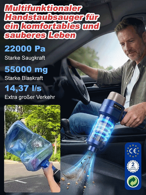 KI-gestützter intelligenter kabelloser Autostaubsauger