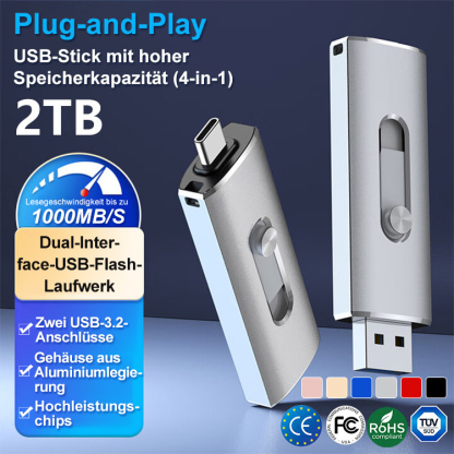 Plug-and-Play】Großkapazitäts-4-in-1-USB-Stick