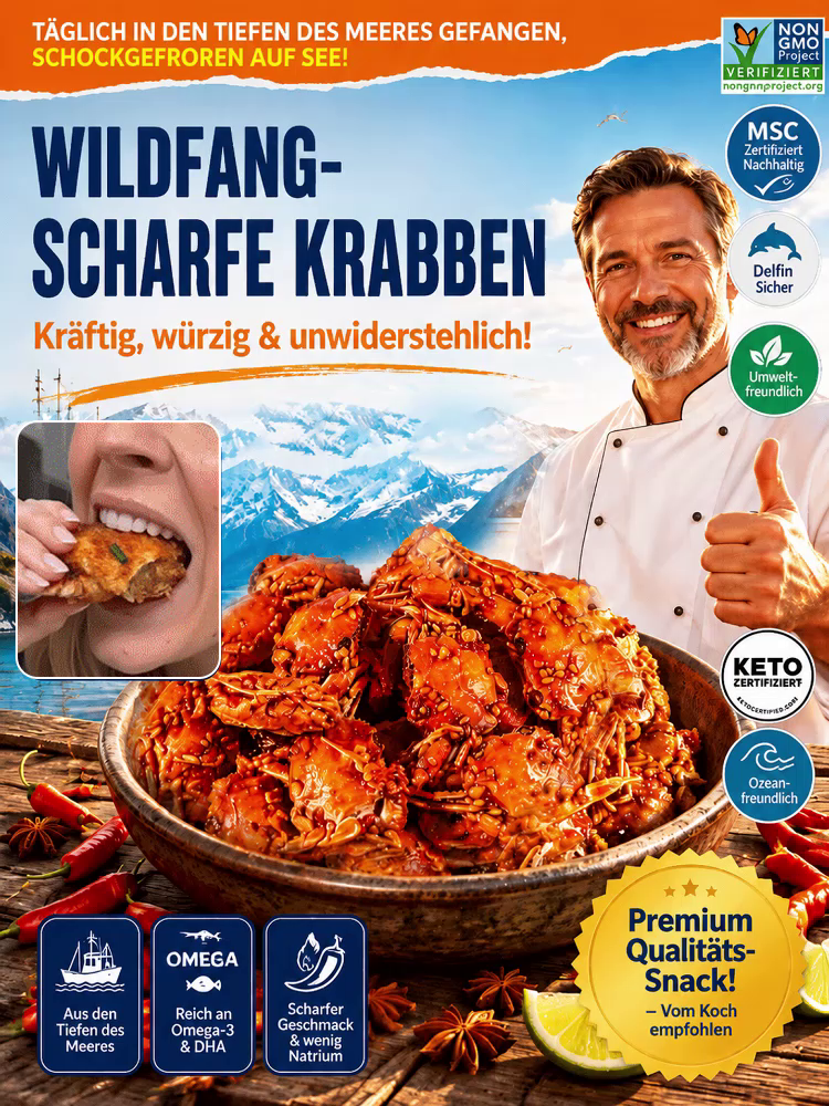 1+1 Gratis🎁 Norwegische Tiefsee‑Minikrabben | Premium Wildfang, Blutzuckerfreundlich | 80 Stück 🦀