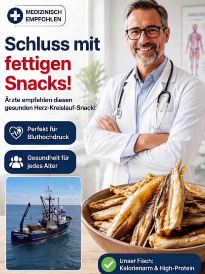 1+1 Gratis🎁 30‑40 Stück | Premium Wildfang Knusperfisch Snack | Low‑Fat High‑Protein, Ohne Öl & Zusätze, Reich an DHA & Kalzium 🐟