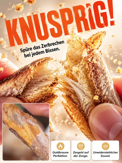 1+1 Gratis🎁 30‑40 Stück | Premium Wildfang Knusperfisch Snack | Low‑Fat High‑Protein, Ohne Öl & Zusätze, Reich an DHA & Kalzium 🐟