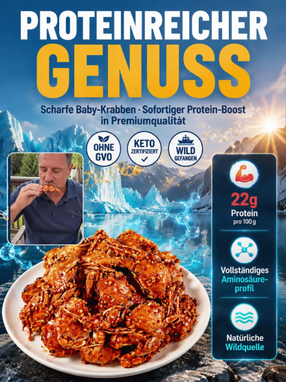 1+1 Gratis🎁 Norwegische Tiefsee‑Minikrabben | Premium Wildfang, Blutzuckerfreundlich | 80 Stück 🦀