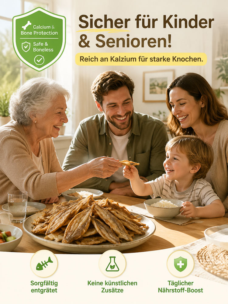 1+1 Gratis🎁 30‑40 Stück | Premium Wildfang Knusperfisch Snack | Low‑Fat High‑Protein, Ohne Öl & Zusätze, Reich an DHA & Kalzium 🐟