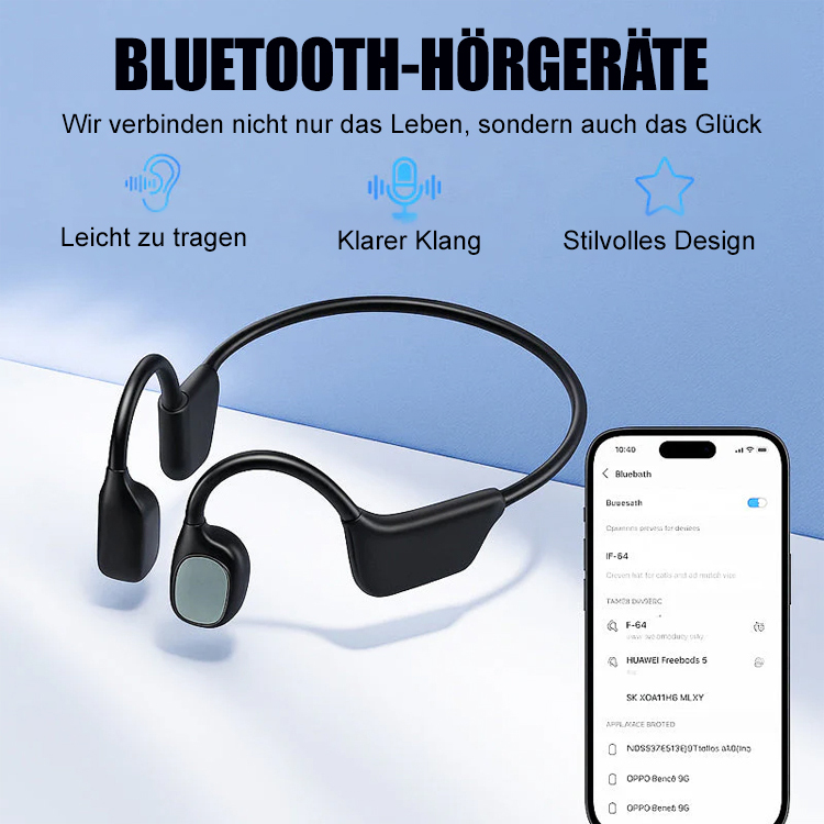 [Offenes Design, 24-Stunden-Tragekomfort – so leicht, als wäre nichts am Ohr.]Knochenleitungs-Bluetooth-Kopfhörer-Hörgerät