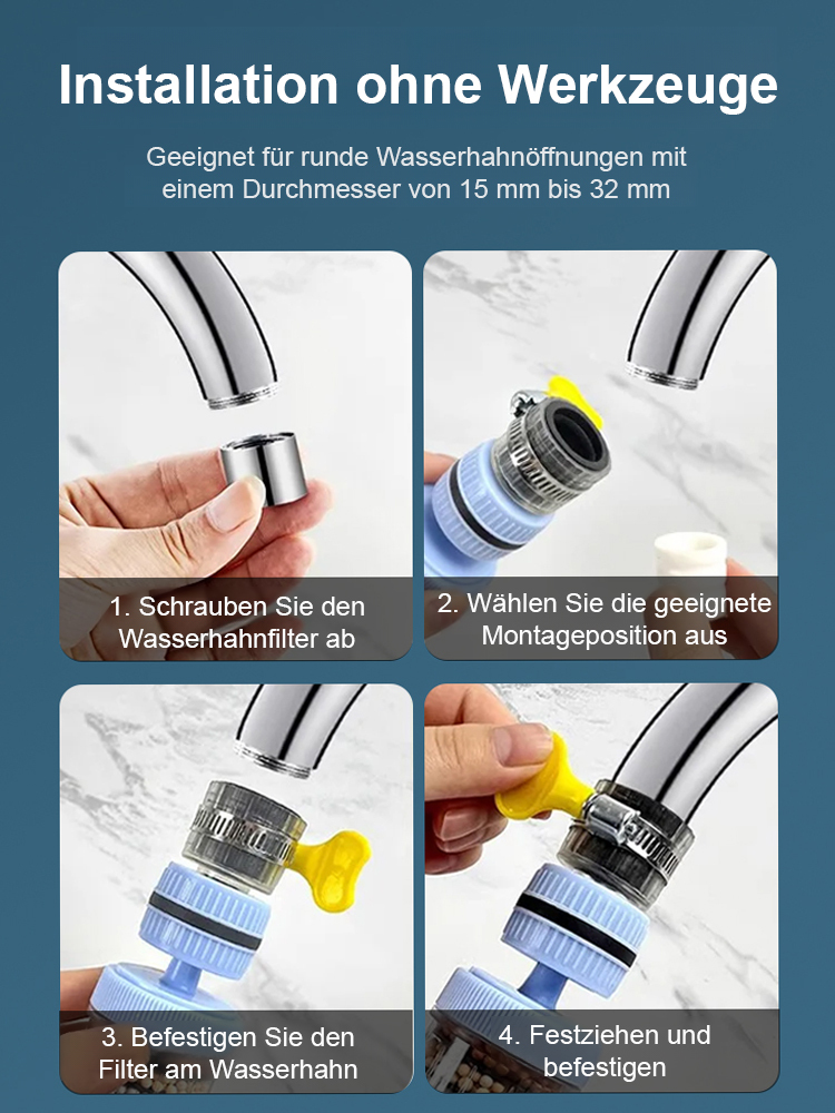 6-stufiger Wasserhahnfilter 🚿Entfernt 99% Bakterien, Chlor & Schwermetalle 🧪