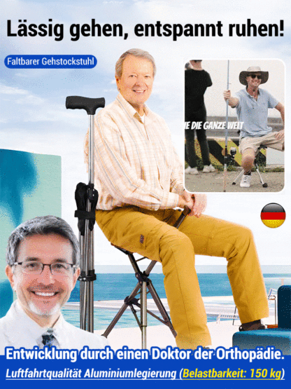 Outdoor klappbarer Gehstockstuhl, Gehstockhocker für Senioren
