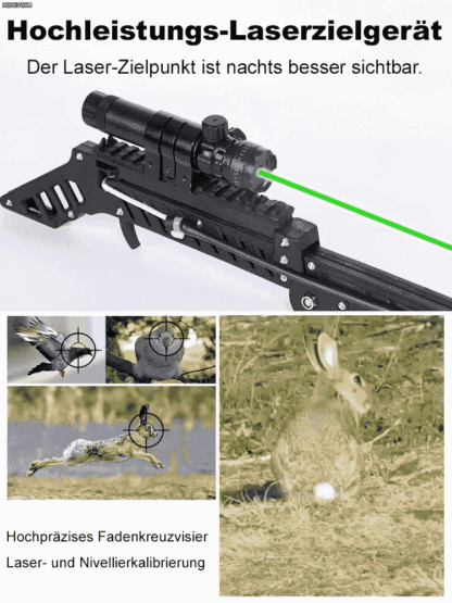 【100 % legale Ausrüstung】Mit seinem 4-fachen HD-Zielfernrohr und dem speziellen Lasersystem werden selbst Anfänger im Handumdrehen zu Scharfschützen! Der rote Punkt, den Sie sehen, ist Ihr Ziel, mit einer Trefferquote von 99,5 % auf 100 Meter!