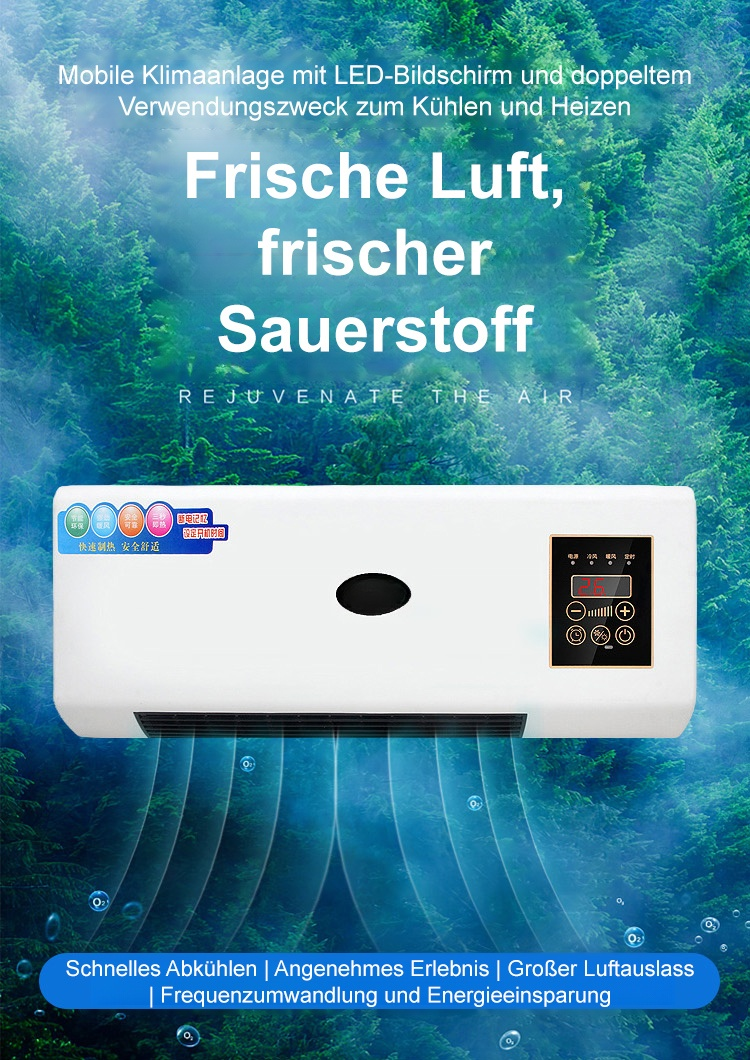 Energiesparende Wand-Klimaanlage –❄️ 3 Sekunden zum Kühlen, 10 Sekunden zum schnellen Kühlen, Plug and Play 