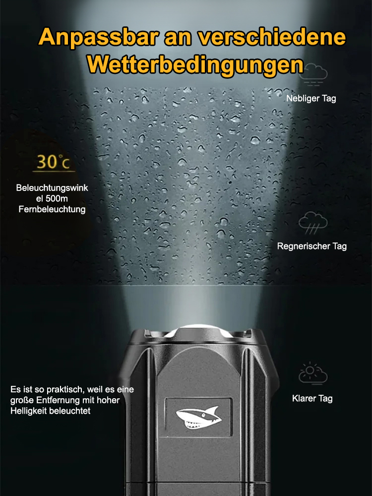Lächelnder Hai ABS Outdoor-Zoom-Taschenlampe