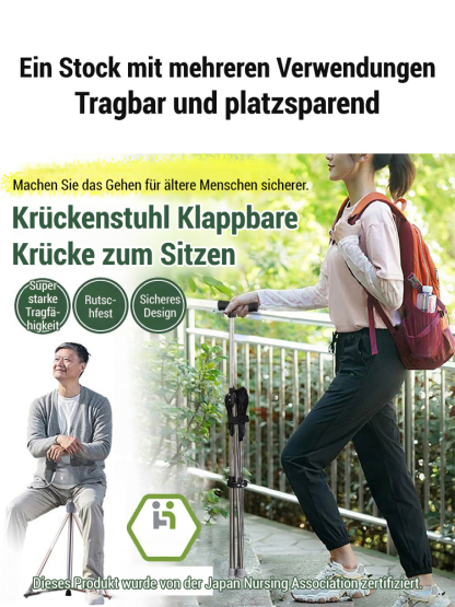 Outdoor klappbarer Gehstockstuhl, Gehstockhocker für Senioren