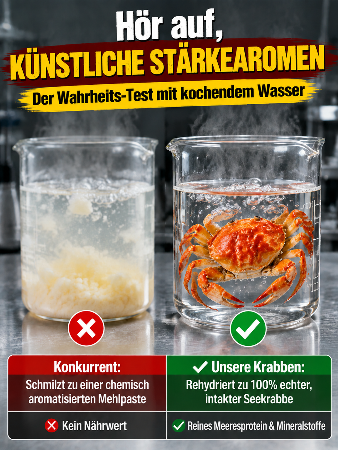 1+1 Gratis🎁 Norwegische Tiefsee‑Minikrabben | Premium Wildfang, Blutzuckerfreundlich | 80 Stück 🦀