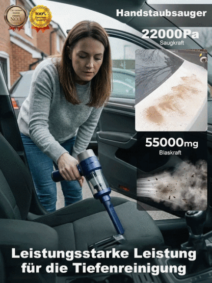 KI-gestützter intelligenter kabelloser Autostaubsauger
