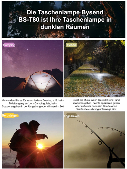 Lächelnder Hai ABS Outdoor-Zoom-Taschenlampe