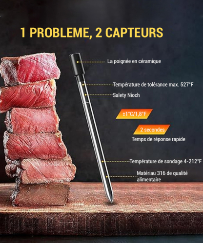 Thermomètre bluetooth pour viande grillée