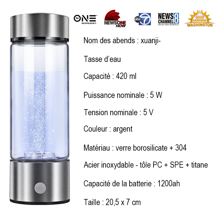 tasse d'eau riche en hydrogène