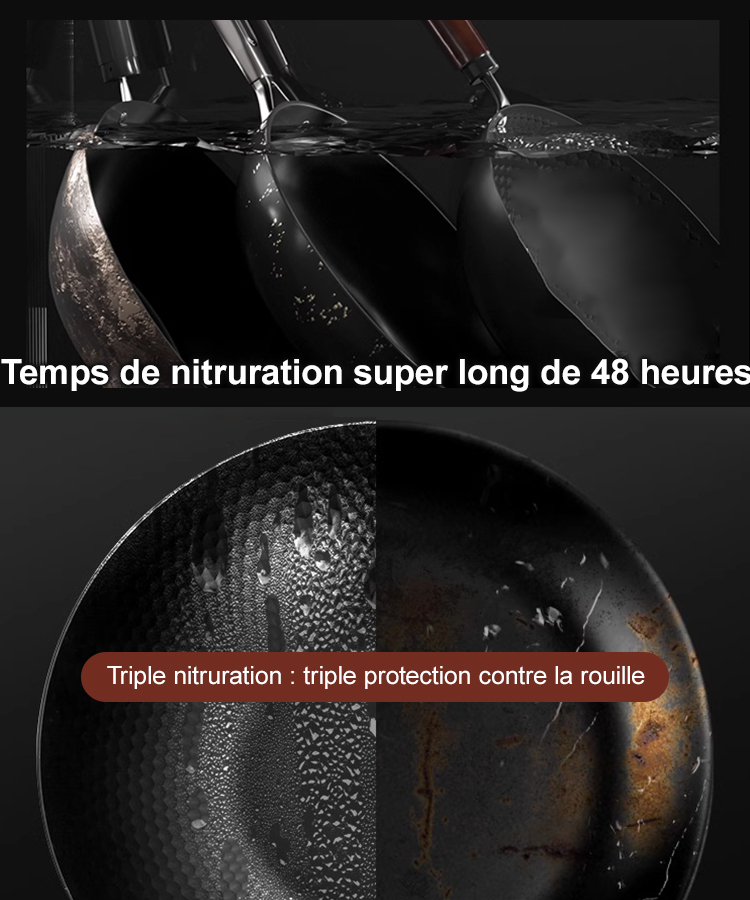 Poêle saine sans revêtement : poêle antiadhésive en fer pur.