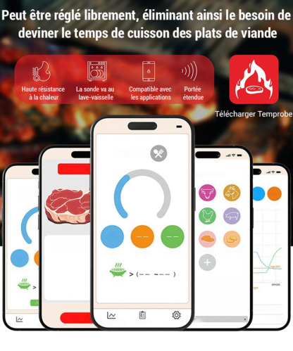 Thermomètre bluetooth pour viande grillée