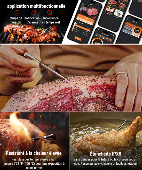 Thermomètre bluetooth pour viande grillée