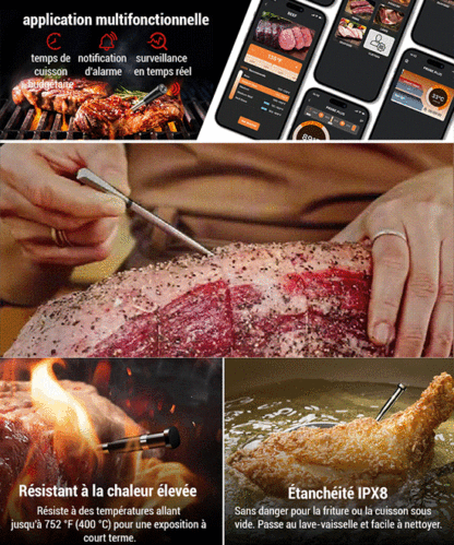 Thermomètre bluetooth pour viande grillée