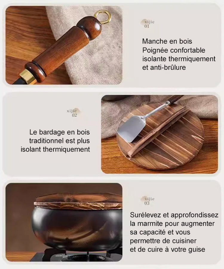 Poêle saine sans revêtement : poêle antiadhésive en fer pur.