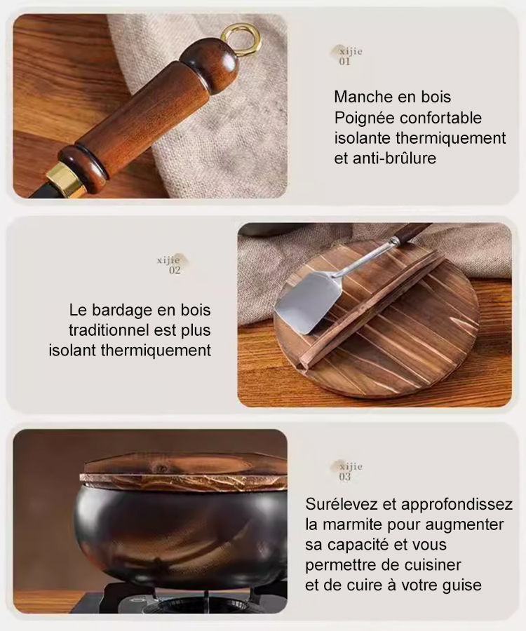Poêle saine sans revêtement : poêle antiadhésive en fer pur.