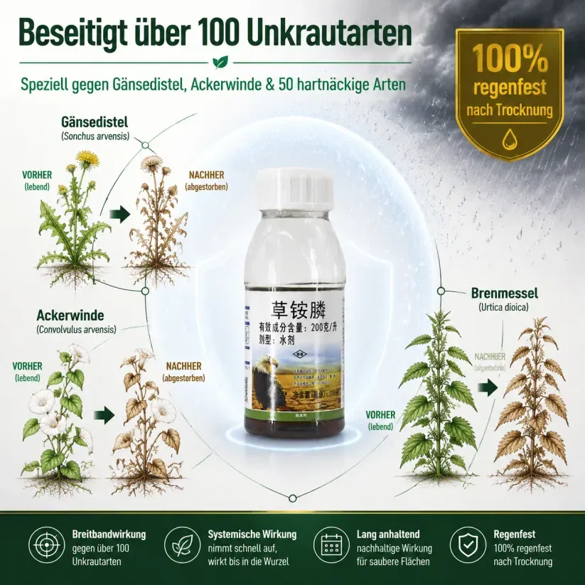 👍Von deutschen Experten empfohlen-Ultimatives Profi-Unkrautvernichter-Konzentrat✅ 1 Kappe = 1000 m² gegen alle Unkrautarten 1 Kappe für 1000 m² – Sichtbar in 3 Stunden & 3-fache Geld-zurück-Garantie ！