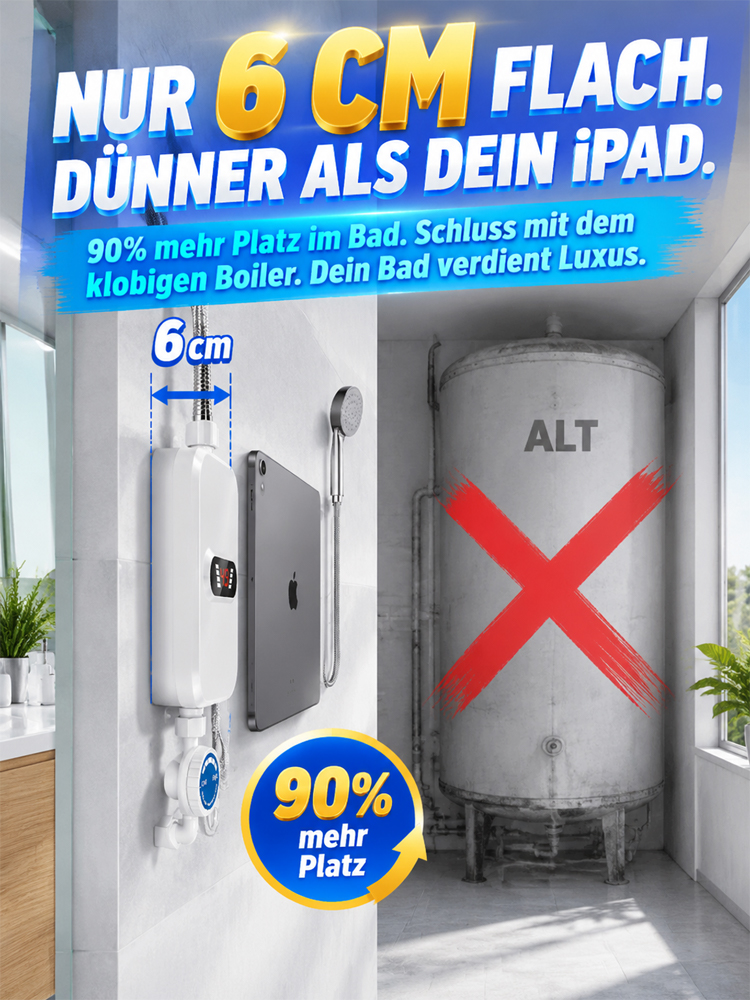 🔥 Sofort-Durchlauferhitzer | Keine Installation, Kein Speicher