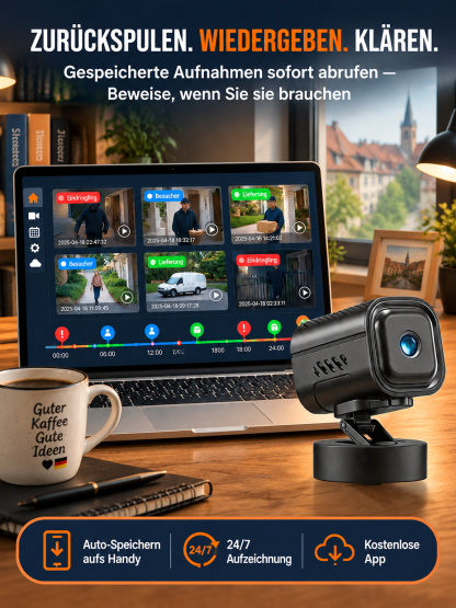 📷 Smarte KI-Sicherheitskamera | Kein WLAN, Keine Abo-Kosten