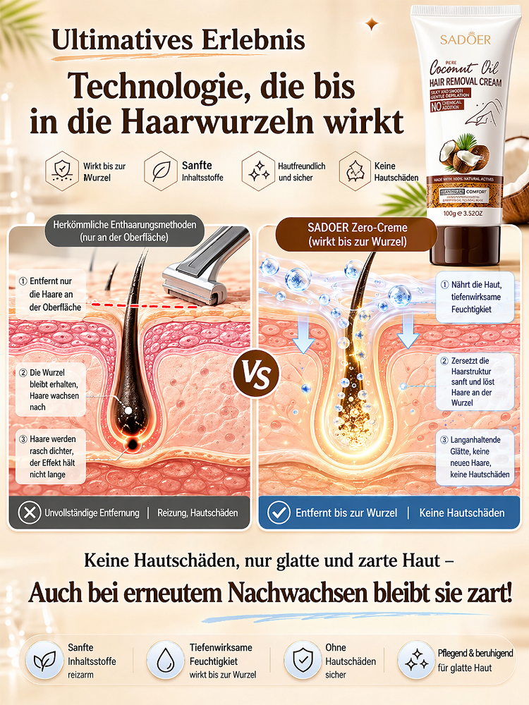 [Schmerzfreie Haarentfernung] Pflanzenextrakt-Kokosöl-Enthaarungscreme