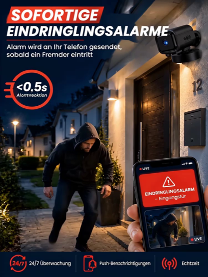 📷 Smarte KI-Sicherheitskamera | Kein WLAN, Keine Abo-Kosten