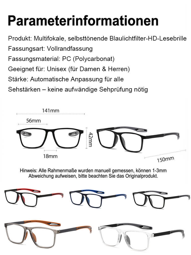  👓✨Multifokale, photochromatische, blaulichtblockierende, HD Silikon-Sport-Lesebrille