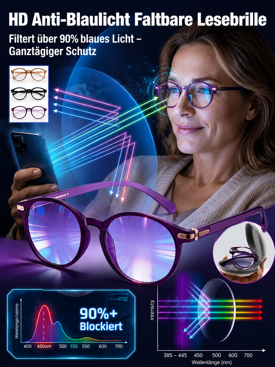 Faltbare Anti-Ermüdungs-Lesebrille