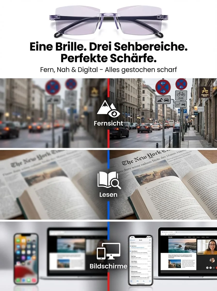 【Nie mehr Brillen wechseln】Jenaer Optik - Intelligente selbsttönende Lesebrille。