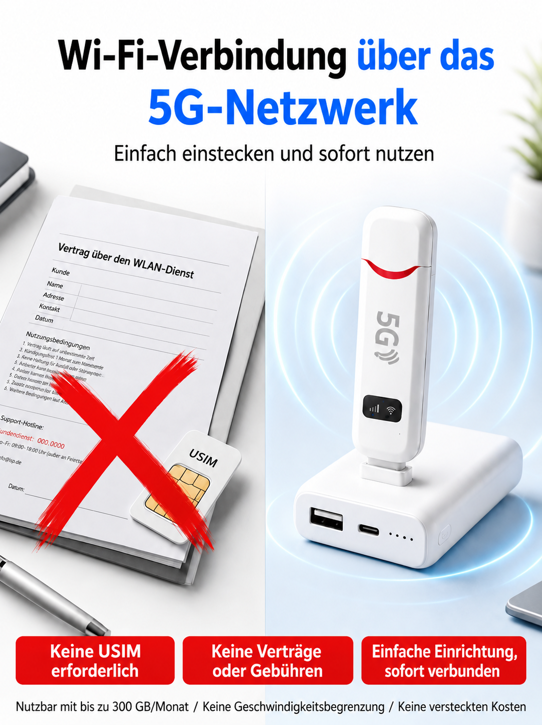 📡 Tragbares 5G-WLAN | Dauerhaft kostenloses Internet | Satellitentechnologie nach Militärstandard | Keine SIM-Karte erforderlich | Unterstützt 10 Geräte 📶✨