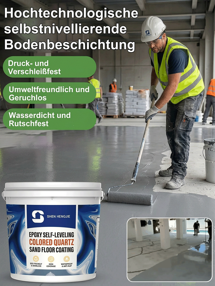Abriebfeste, rutschfeste selbstnivellierende Epoxid-Bodenbeschichtung (ölbasiert)