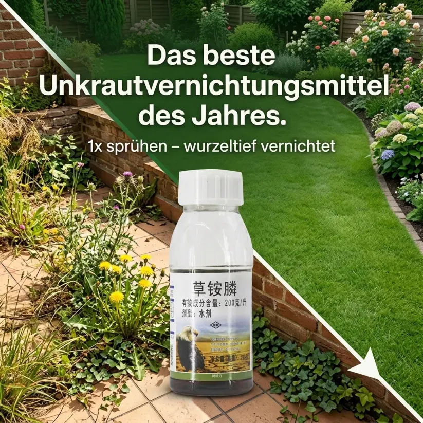 👍Von deutschen Experten empfohlen-Ultimatives Profi-Unkrautvernichter-Konzentrat✅ 1 Kappe = 1000 m² gegen alle Unkrautarten 1 Kappe für 1000 m² – Sichtbar in 3 Stunden & 3-fache Geld-zurück-Garantie ！