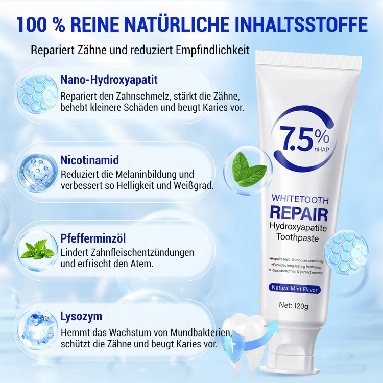 【Reines natürliches organisches Material】Hydroxylapatit-Zahnpasta