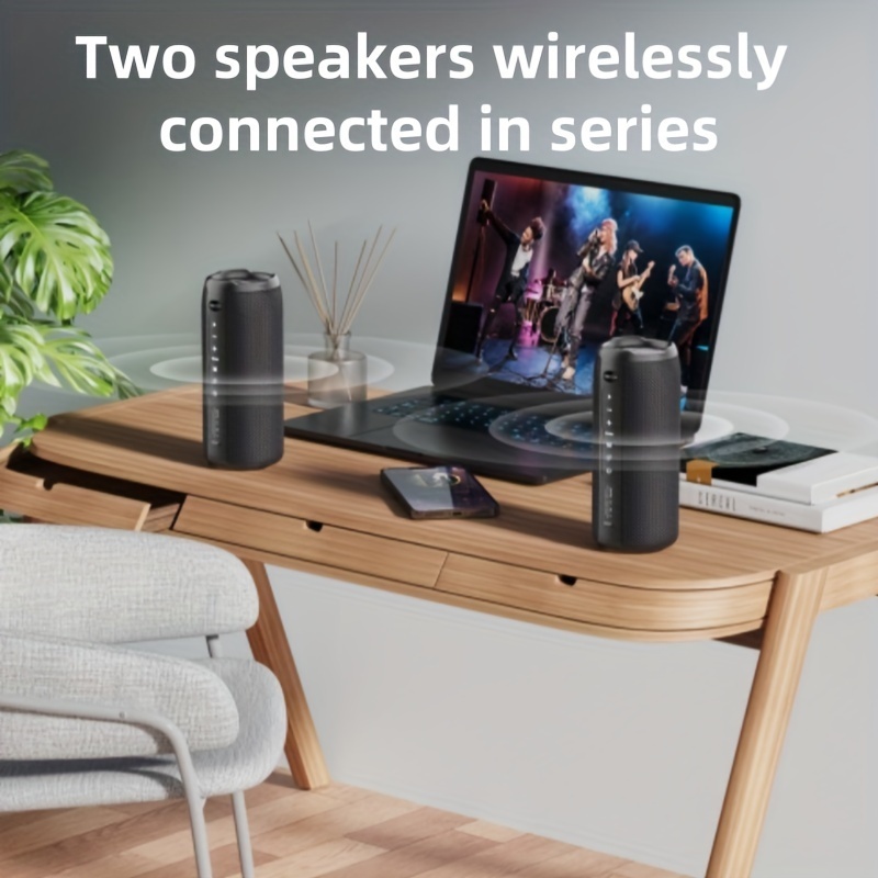 Portable Wireless Dual Speakers Bass Enhanced High-Resolution Audio (Upgraded)